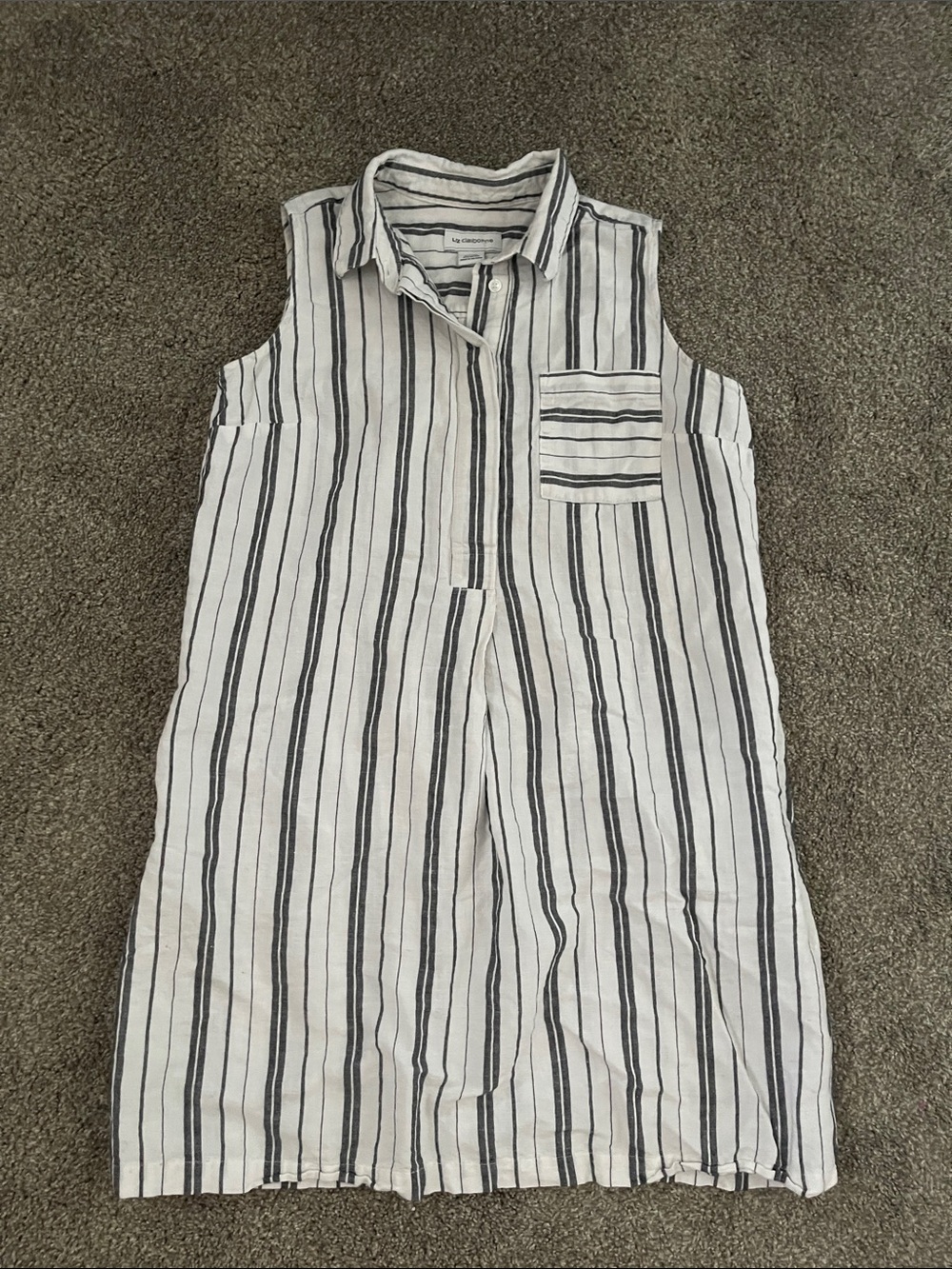 Liz Claiborne White Shirt with Black Stripes shirt dress